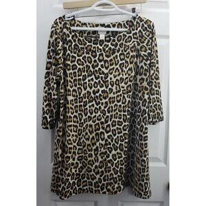 Chicos Animal Print Tunic Top 3/4 Sleeve. Size 2
